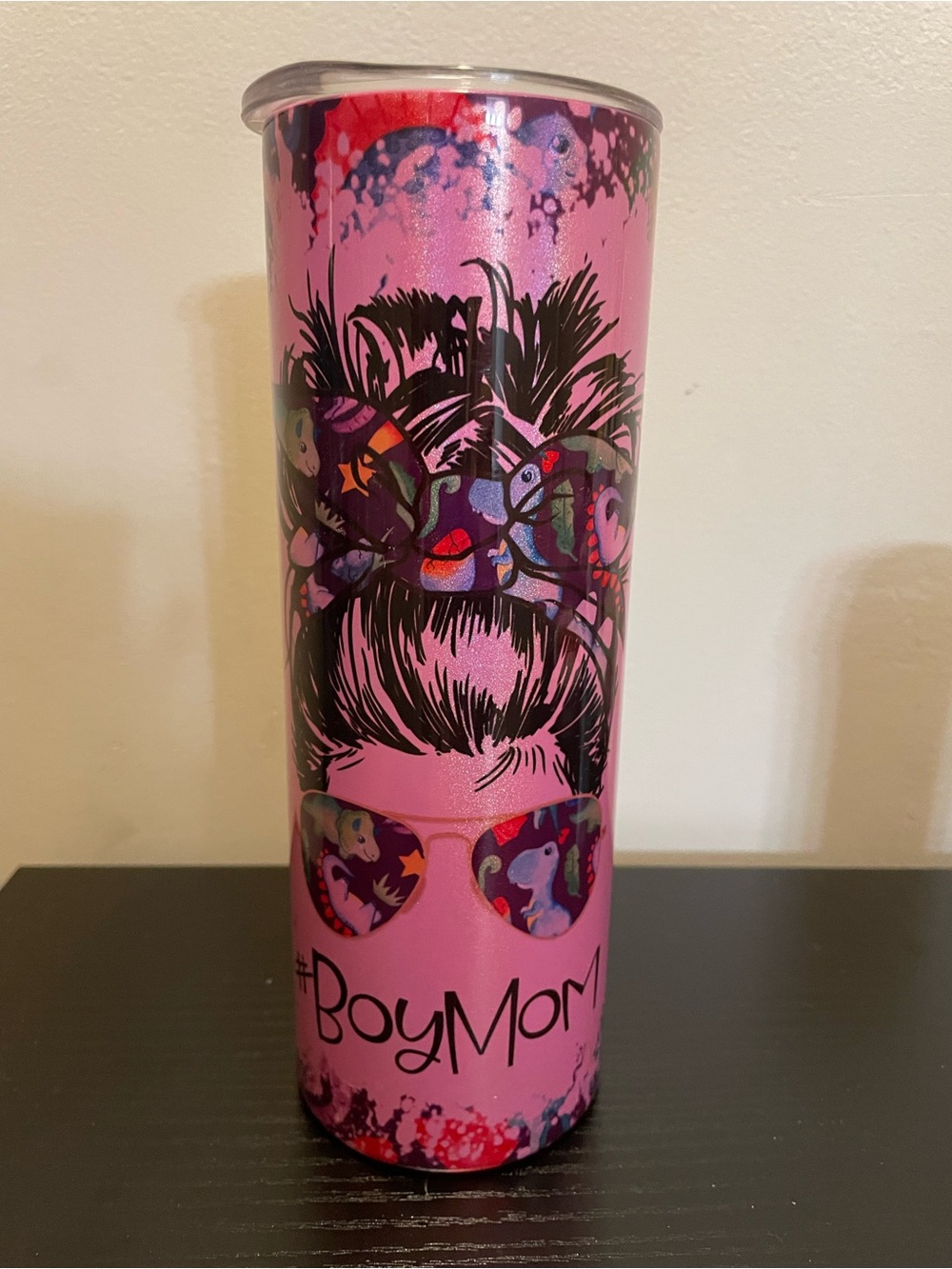 Pink "BoyMom" Decorative Tumbler - Stylish Home Accent